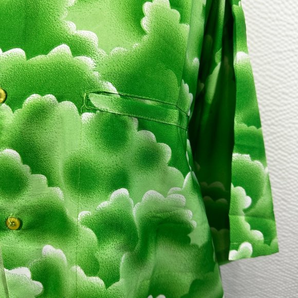 Vintage Mens Hawaiian print Shirt Island Palm Trees Bright Green Black 2XL - Picture 3 of 7